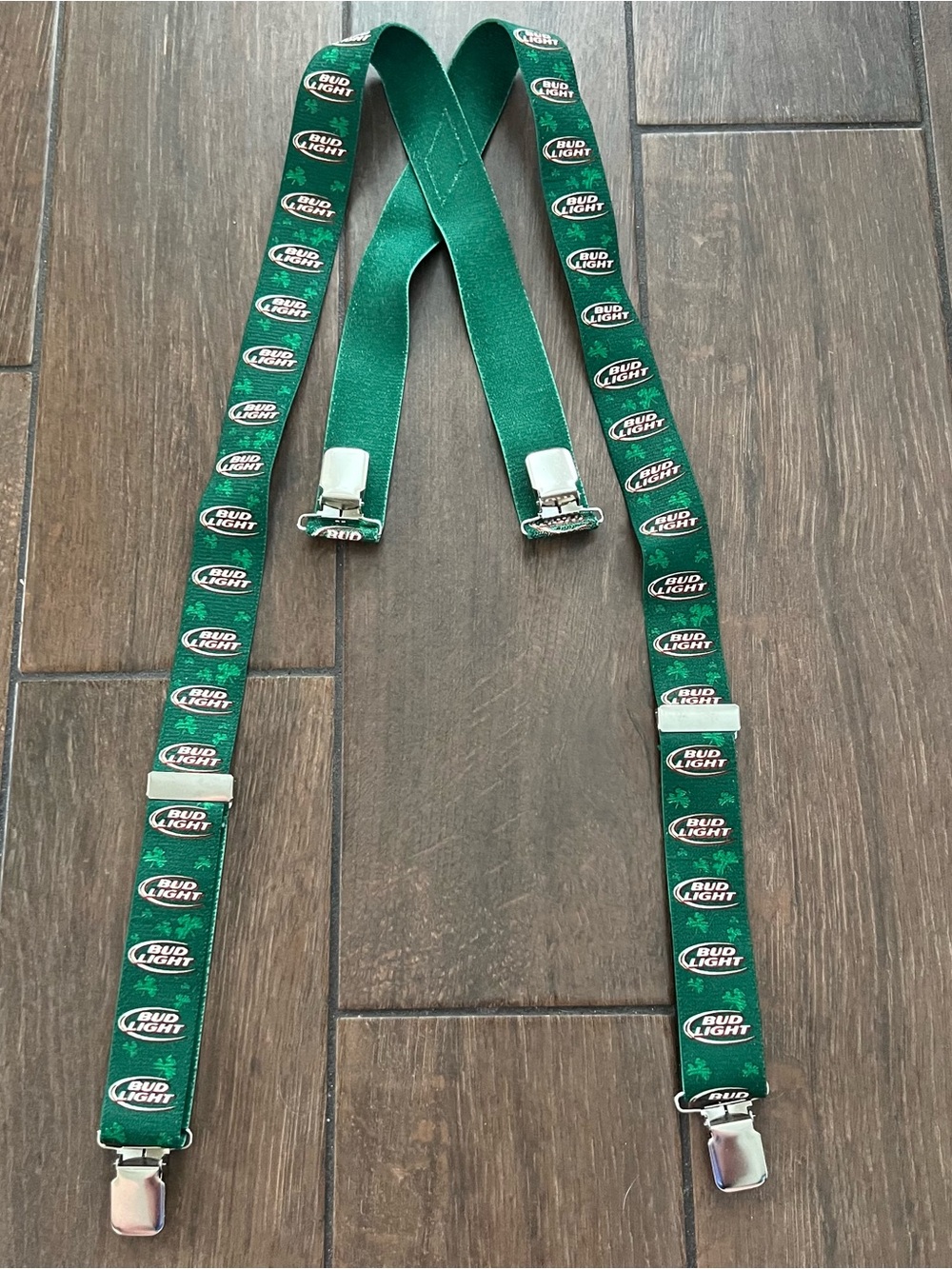 Bud Light Vintage St. Patrick's Day Shamrock Suspenders